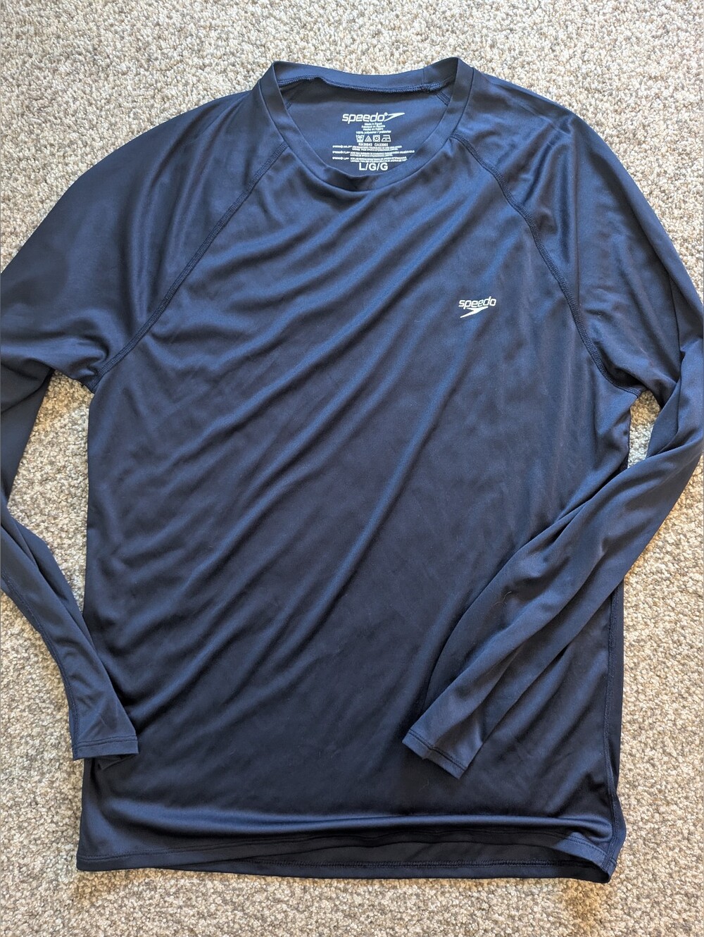 Speedo Men’s Long-Sleeve Swim Shirt in Navy Blue